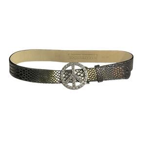 Leatherock Jeweled Snake Embossed Leather Peace Belt - 30